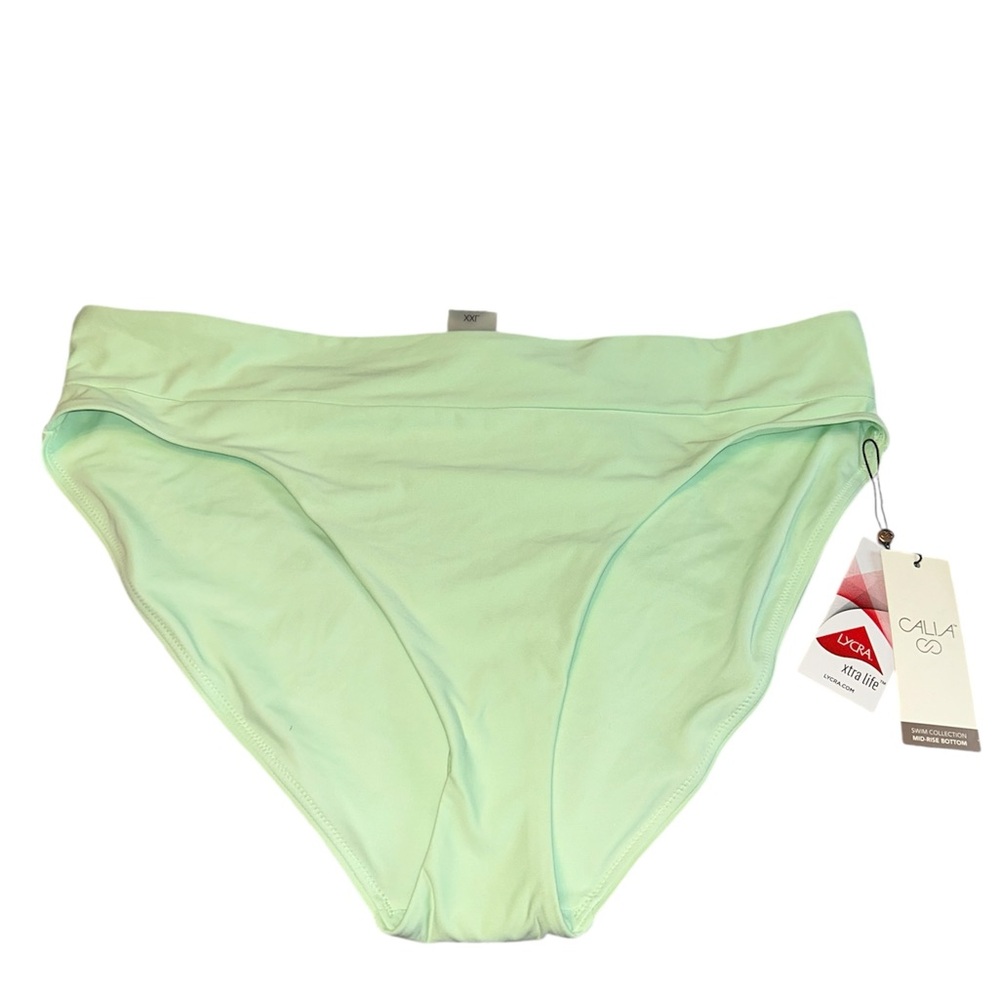 CALIA by Carrie Underwood Wide Banded High Leg Mid Rise Mint Bikini bottom